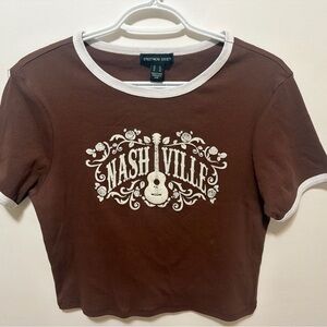 Streetwear Society Brown & White 'Nashville' Graphic Ringer Tee